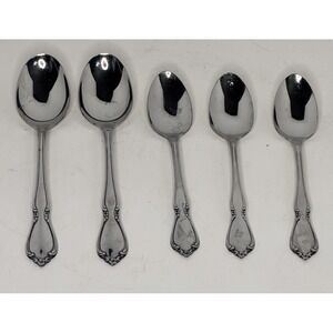 5 Oneidacraft Deluxe Chateau Stainless Flatware Oneida Spoons 2 Soup 3 Tsp